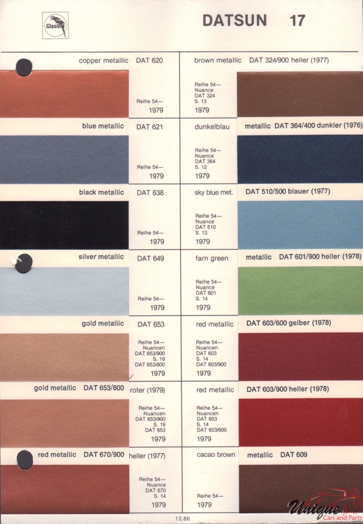 1979 Datsun Paint Charts Glasurit 5